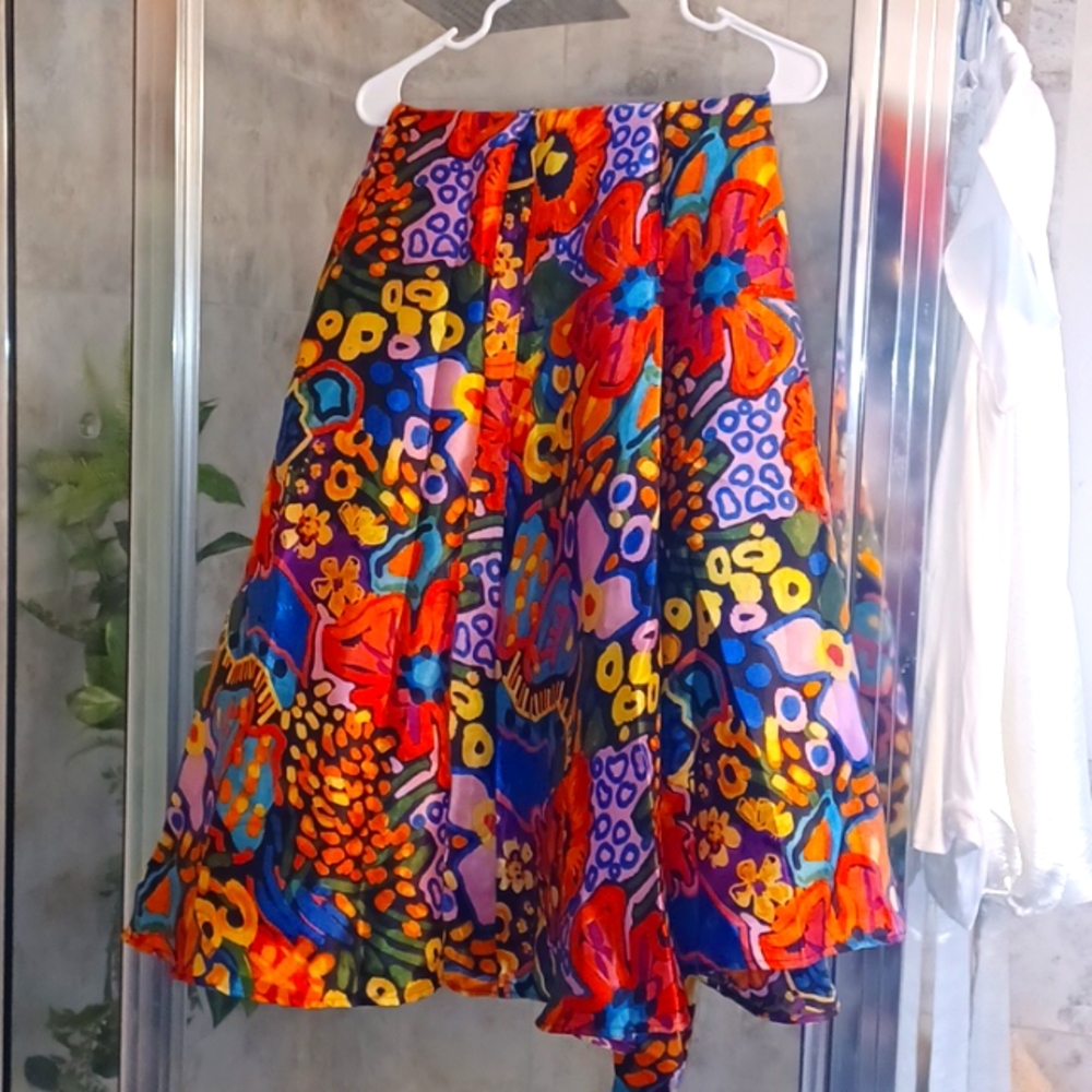 Floral Print Satin Maxi Skirt size 3x